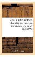 Cour d'Appel de Paris. Chambre Des Mises En Accusation. Mémoire Présenté À l'Appui