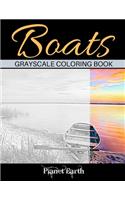 Boats Grayscale Coloring Book