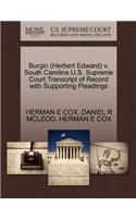 Burgin (Herbert Edward) V. South Carolina U.S. Supreme Court Transcript of Record with Supporting Pleadings