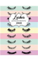 Lashes Appointments 2020: 8.5" X 11" hourly appointment book for hair stylist, nail tech, makeup artist