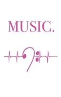 Music Clef Bass treble - music book, music lines, notebook, notepad, 120 pages, souvenir gift book, also suitable as a decoration for birthday or christmas