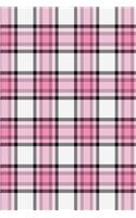 2020 Daily Planner Pink Black White Plaid Tartan Pattern 388 Pages