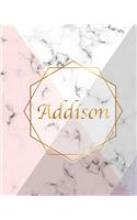 Addison: Gift Luxury Marble Glossy Pink Purple Faux Gold Print Notebook Journal