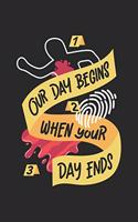 Our Day Begins When Your Day Ends: Pathologist Forensic Expert. Graph Paper Composition Notebook to Take Notes at Work. Grid, Squared, Quad Ruled. Bullet Point Diary, To-Do-List or Jo