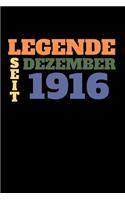Legende seit Dezember 1916: Liniertes Geburtstag Birthday oder Gästebuch Geschenk liniert - Geburtstags Journal für Männer und Frauen mit Linien