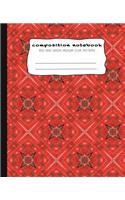 Composition Notebook: Red and Green Medium Star Pattern: Composition Journal with Wide Ruled Paper, 7.5in x 9.25 in and 100 pages book for teens, girls, boys, kids, teach