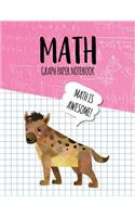 Math Graph Paper Notebook: Blank Graph Note Book Pages - Hyena Pink Equations(195 4x4 Graph Composition Notebook for Kids)
