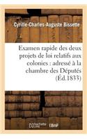 Examen Rapide Des Deux Projets de Loi Relatifs Aux Colonies: Adressé À La Chambre Des Députés