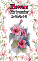 Flowers Color by number for kids Ages 8-12