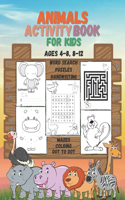 Animals Activity Book for Kids ages 4-8, 8-12