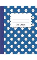 3rd Grade: Baseball Blank Draw & Write Storybook Paper - Blue Sports Fan Game Ball Cover - Story Book Writing Practice Workbook for Kids at Home, Homeschool & 