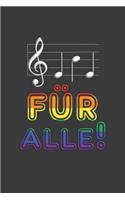 Für alle!: Ehe für Alle Liniertes DinA 5 Notizbuch für Musikerinnen und Musiker Musik Notizheft