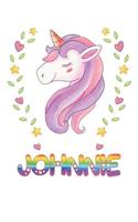 Johnnie: Johnnie Notebook Journal 6x9 Personalized Gift For Johnnie Unicorn Rainbow Colors Lined Paper