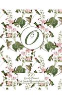 2020 Weekly Planner - Red Headed Hummingbirds - Personalized Letter O - 14 Month Large Print