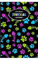 Cat Paw Prints and Fish Bones Cat Lover Journal & Notebook