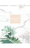 2019-2020 Planner: White Marble and Palm Leaf 2019 and 2020 Weekly and Monthly Organizer