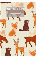 Notizbuch A5 Muster Zeichnung Waldtiere Natur Tiere Elch Eichhörhnchen Fuchs: - 111 Seiten - EXTRA Kalender 2020 - Einzigartig - Liniert - Linie - Linien - Geschenk - Geschenkidee