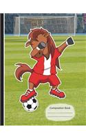 Dabbing Horse Soccer Player Composition Notebook: Writing Journal, College Ruled Lined Paper, School Teachers, Students, 200 Lined Pages (7.44" X 9.69")