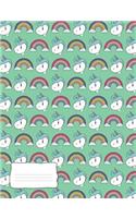 Rainbows and Unicorn Composition Notebook: 150 page Wide Rule Lined Writing Paper