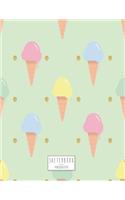 sketchbook: Sweet ice cream on green cover (8.5 x 11) inches 110 pages, Blank Unlined Paper for Sketching, Drawing, Whiting, Journaling & Doodling