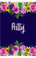 Patty: Personalized Name Pink Floral Design Matte Soft Cover Notebook Journal to Write In. 120 Blank Lined Pages