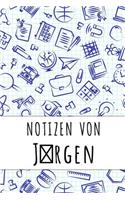 Notizen von Jrgen: Kariertes Notizbuch mit 5x5 Karomuster für deinen personalisierten Vornamen