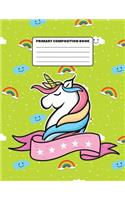 Primary Composition Book: Cute unicorn book for primary kids to go back to school. Notebook for girls and women.