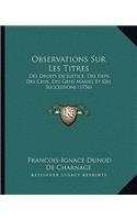 Observations Sur Les Titres