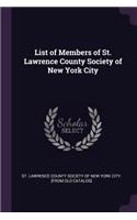 List of Members of St. Lawrence County Society of New York City