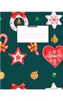 Notebook: Christmas Holiday Themed Wide Ruled 120 Page Composition Notebook