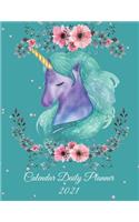 Calendar Daily Planner 2021: Night Unicorn, Daily Calendar Book 2021, Weekly/Monthly/Yearly Calendar Journal, Large 8.5" x 11" 365 Daily journal Planner, 12 Months Calendar, sch