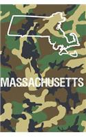 Massachusetts: Blank Lined Journal for anyone that loves Massachusetts, camo and hunting!