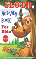 Sloth Activity Book For Kids Ages 4-8