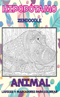 Zendoodle - Lápices y marcadores para colorear - Animal - Hipopótamo