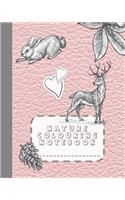 Nature colouring notebook: A large colouring book and composition notebook with colouring pages for the nature lover who likes to doodle and colour whilst studying - Pink leat