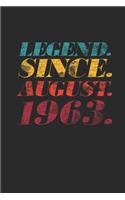 Legend Since August 1963: Dotted Bullet Grid Notebook / Journal (6 X 9) - 56th years old Birthday Gift and Anniversary Gift for Women and Men