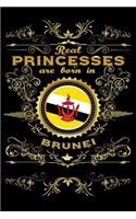 Real Princesses Are Born in Brunei: 6 X 9 Inch Bulleted Dot Grid Journal Notebook for Students, School, as Diary Bullets