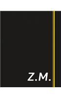 Z.M.: Classic Monogram Lined Notebook Personalized With Two Initials - Matte Softcover Professional Style Paperback Journal Perfect Gift for Men and Women