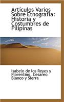 Art Culos Varios Sobre Etnograf a: Historia y Costumbres de Filipinas