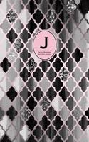 Initial J Monogram Journal - Dot Grid, Moroccan Black, White & Blush Pink: Classic, Soft Cover