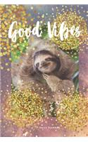 Good Vibes - 14-Week Daily Planner - Sloth Calendar with Daily Agenda, Meal Planner and Water Intake Tracker