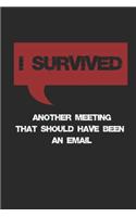I Survived Another Meeting That Should Have Been An Email Lined Notebook