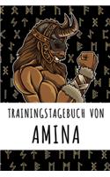 Trainingstagebuch von Amina: Personalisierter Tagesplaner für dein Fitness- und Krafttraining im Fitnessstudio oder Zuhause