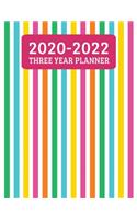 2020-2022 Three Year Planner: Monthly Planner - 36 Month Calendar Planner Diary for 3 Years With Notes For Women And Girls - Cute Girly Stripes (8.5"x11")