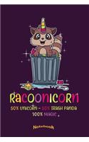 My Funny Cute Racoonicorn Notebook: Funny Notebook, Diary or Journal Gift for Raccoon Fans and Lovers who like Trash Pandas in Unicorn Costumes with 120 Dot Grid Pages, 6 x 9 Inches, C