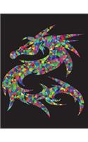 Journal: Multicolor Dragon - 160 Lined Pages - 8.5 x 11 - College-Ruled Lined Paper