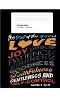 Christian College Ruled Composition Notebook - Fruit Of The Spirit