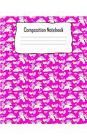 Composition Notebook: Unicorn Rainbos Hearts Pink Composition Notebook Back to School 7.5 x 9.25 Inches 100 Wide Ruled Pages Journal Diary Gift Girls Teens Cute Purple