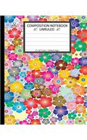 Unruled Composition Notebook 8" x 10". 120 Pages. Vibrant Flower Floral Pattern.