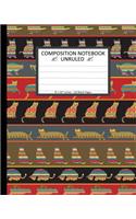 Unruled Composition Notebook 8" x 10". 120 Pages. Ethnic Cats Ornaments Pattern: Unruled Composition Notebook 8" x 10". 120 Pages. Beautiful Ethnic Cats Ornaments Pattern Background Pattern.